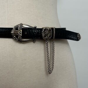 Vintage Brighton black leather chain belt